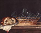 Still life with basket of glasses - 塞巴斯蒂安·斯托斯科夫